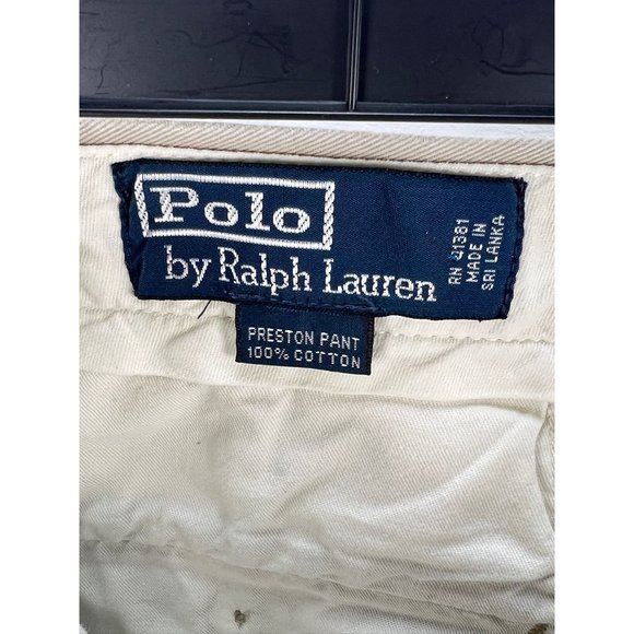 Polo Ralph Lauren Mens Preston Khaki Pants 33/32 Cotton Beige  Embroidered Logo - Picture 3 of 14